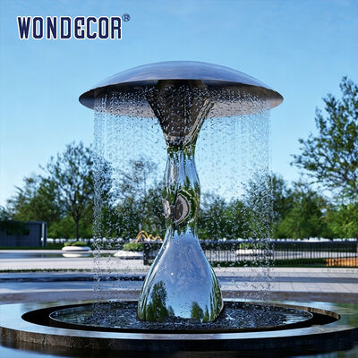 Large outdoor park square pool spray stainless steel sculpture