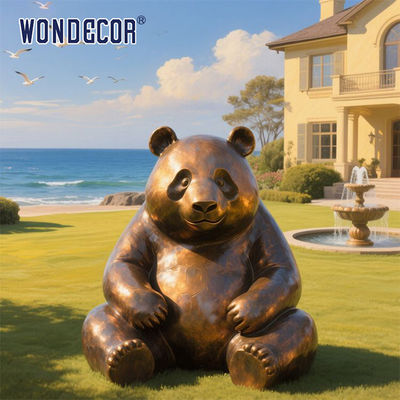 Famous Animal Casting Life Size Outdoor Garden Statue Bronze Panda Sculpture