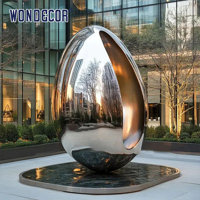 Polished Metal Egg Sculpture | Custom Landscape Art for Hotels, Resorts & Real Estate