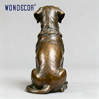 A Life-size Realistic Bronze Sculpture of a Sitting Dog