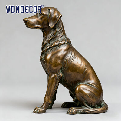 A Life-size Realistic Bronze Sculpture of a Sitting Dog