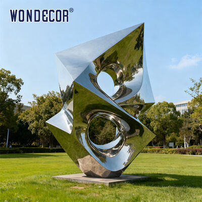 Large-scale Metal Art Abstract Geometric Stainless Steel Sculpture for Outdoor Parks
