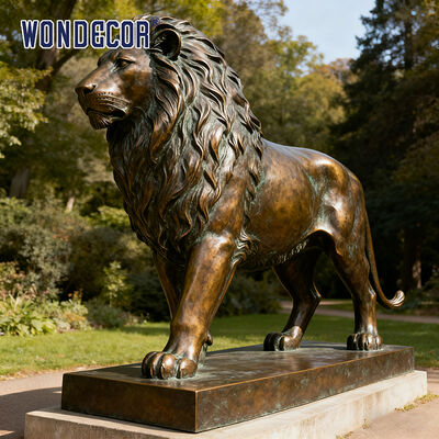 Life-Size Lion Bronze Sculpture - Modern Metal Animal Decoration for Outdoor Squares