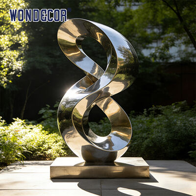 Large outdoor courtyard modern metal art "Lucky 8" stainless steel sculpture