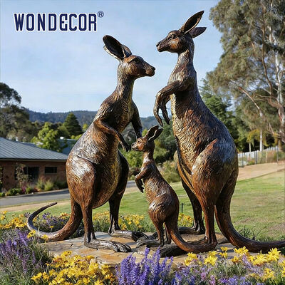Life Size Outdoor Bronze Kangaroo Fighting Statue Sculpture
